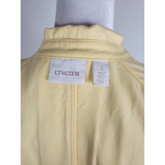 Chico's~Size 3 (XL)~Yellow Unlined Open Front Blazer Collar & Lapels Epaulettess - Picture 2 of 16